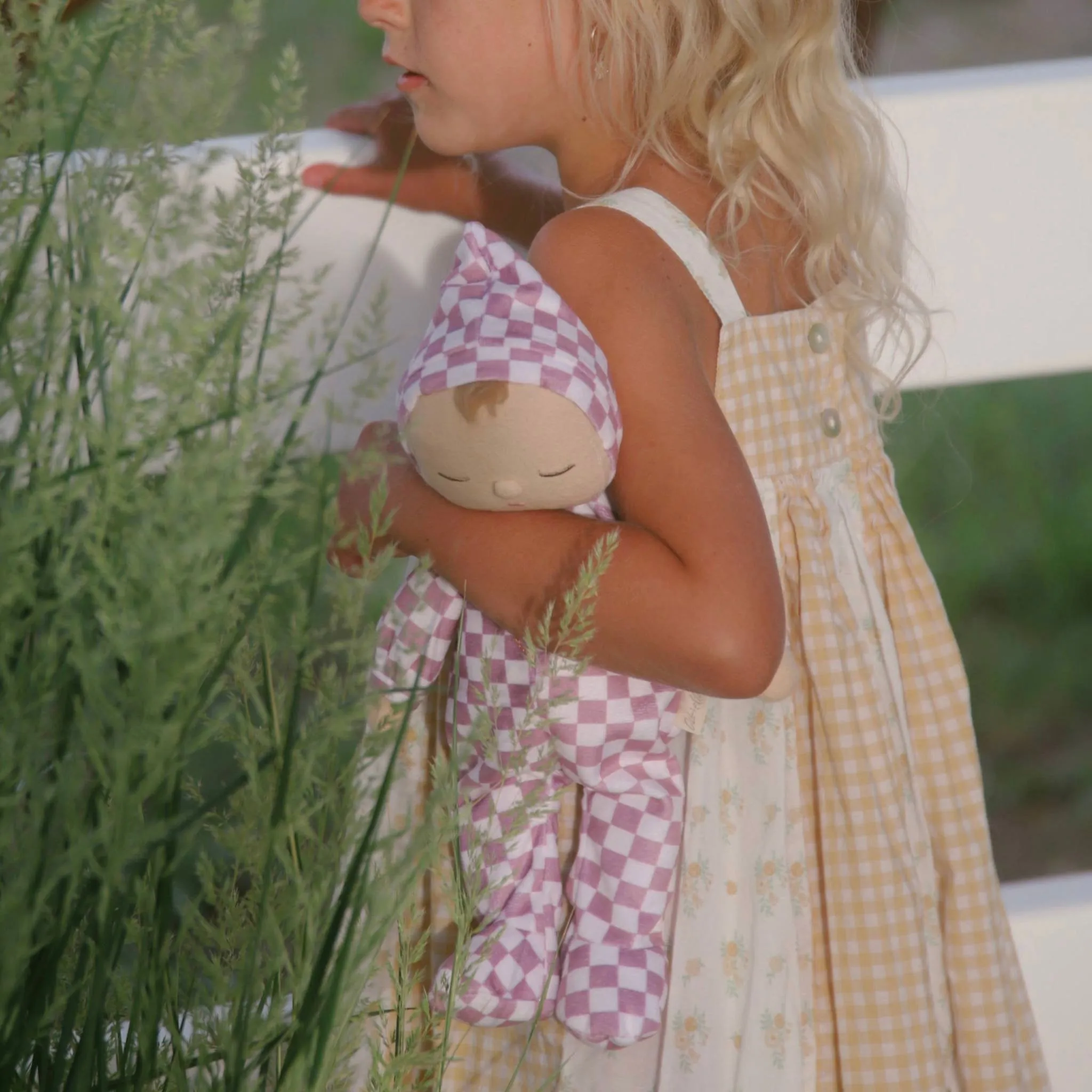 Olli Ella Dozy Dinkum Doll - Twinkle Plum Check
