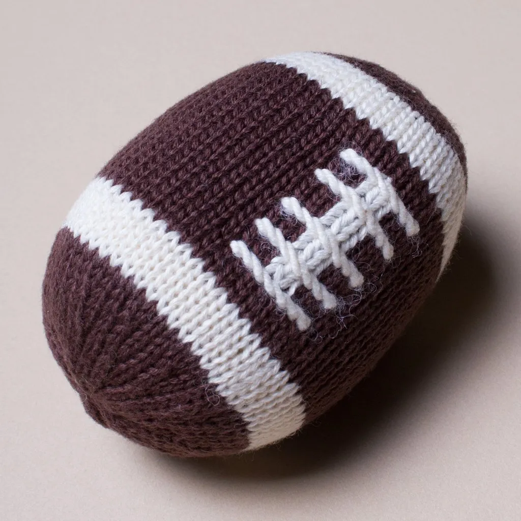 Organic Baby Ball Toy Rattles Set - Football, Baseball, Basketball & Tennis