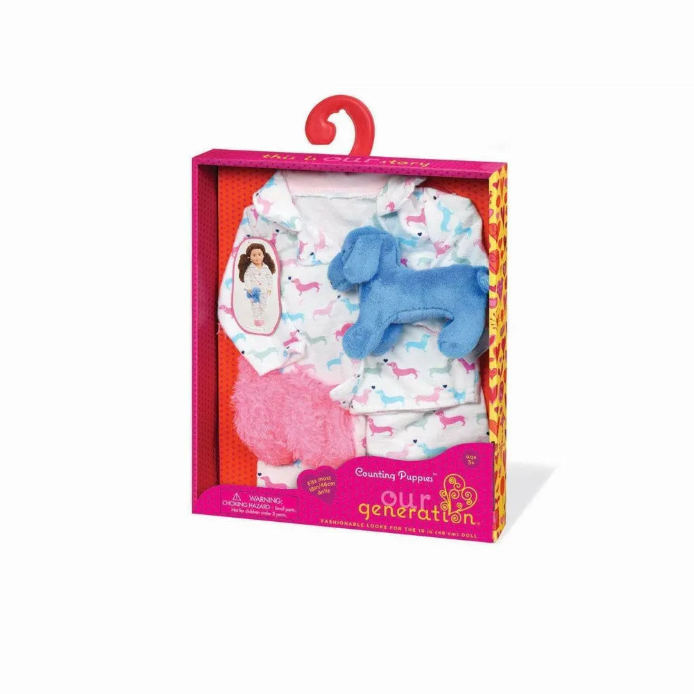 Pajama Outfit for 18" Dolls - Counting Puppies