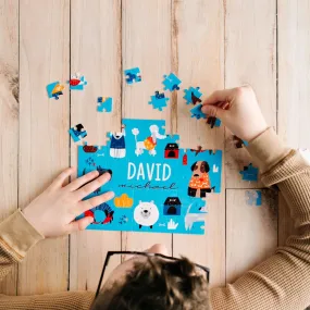 Personalized Cute Dogs Jigsaw Puzzle for Kids