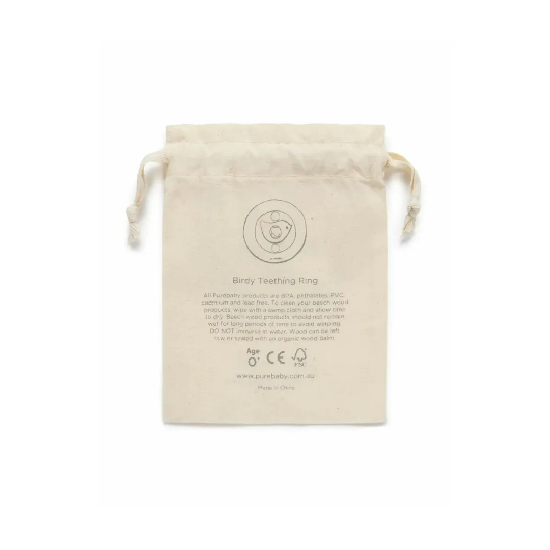 Purebaby Birdy Teething Ring Natural