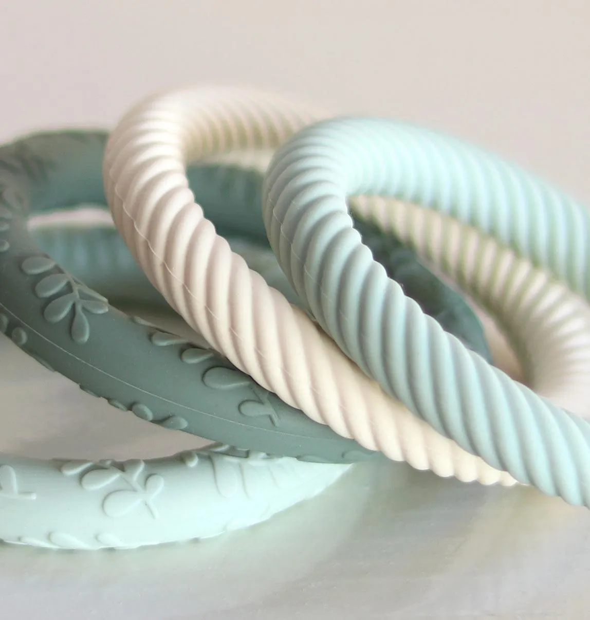 Silicone Teether Classic Sage Cream