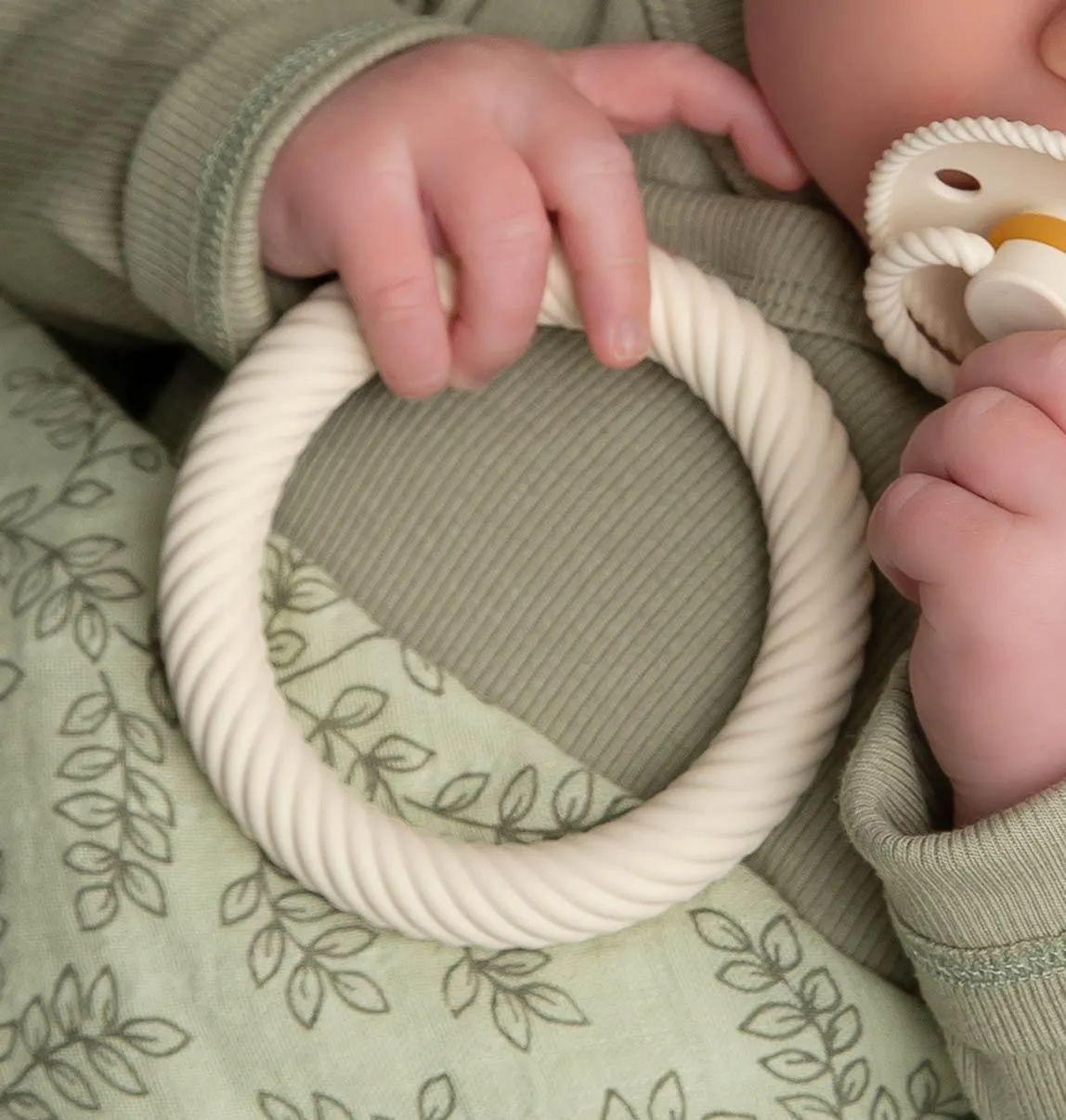 Silicone Teether Classic Sage Cream
