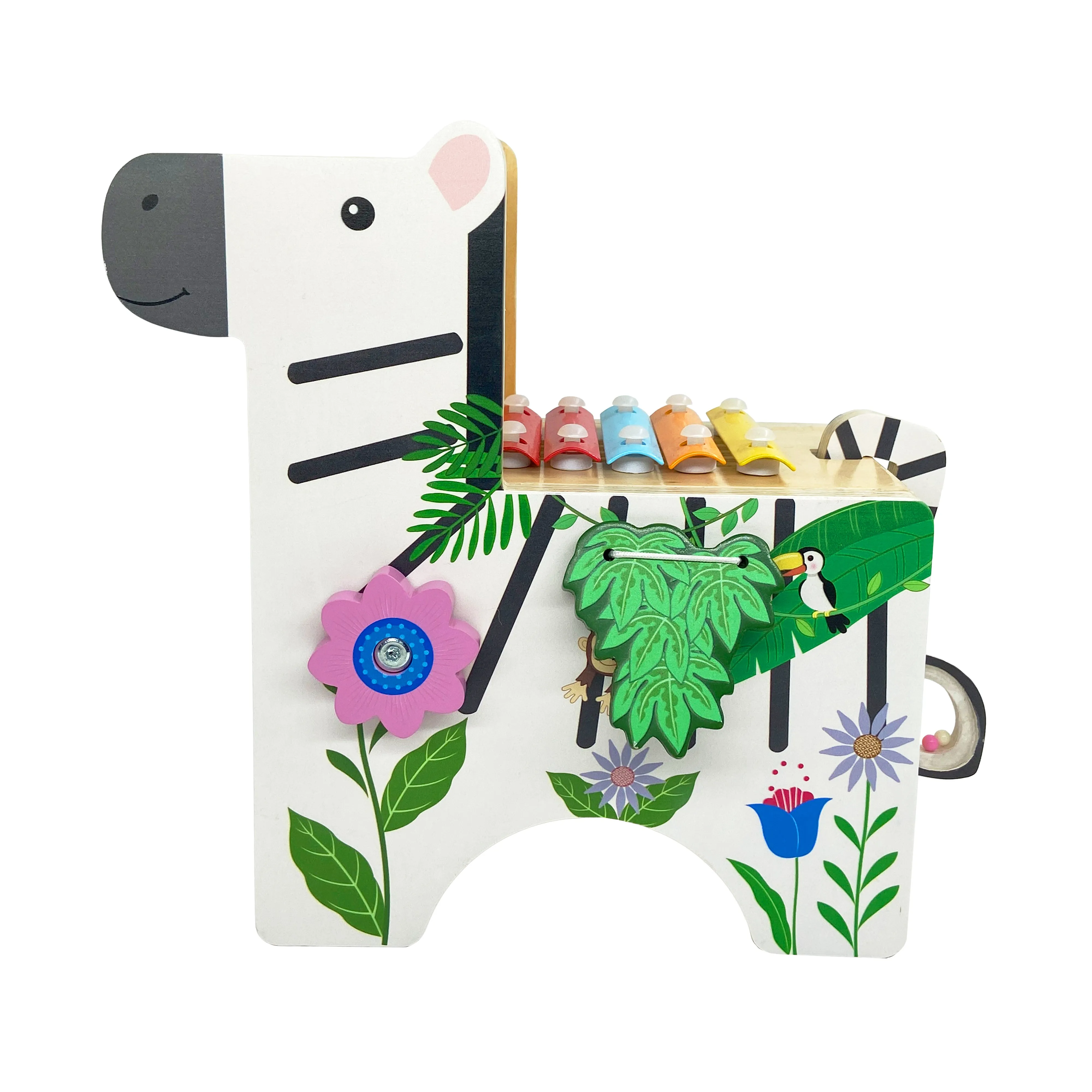 Teamson Kids Zebra Learn & Play Activity Center with Xylophone, Multi