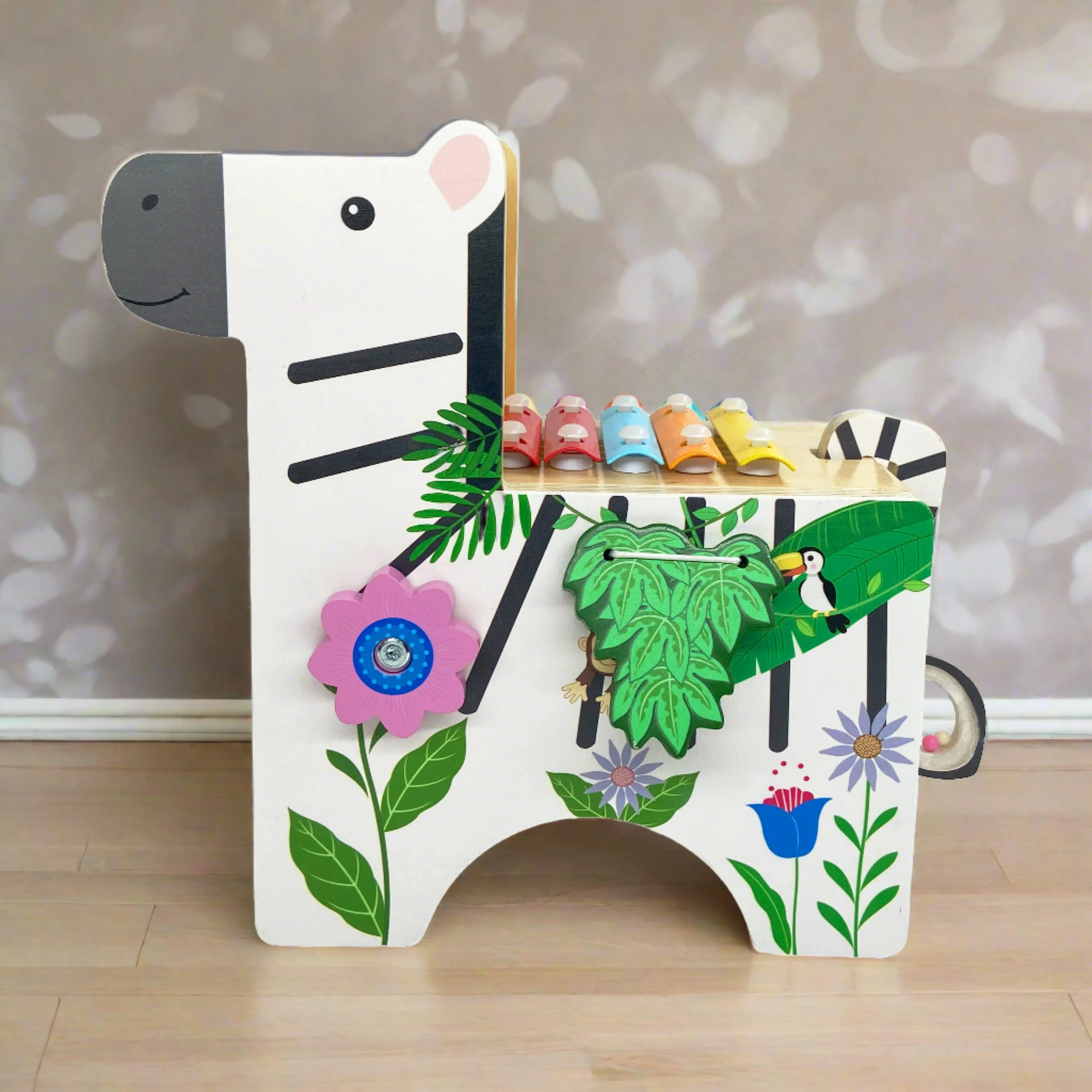 Teamson Kids Zebra Learn & Play Activity Center with Xylophone, Multi