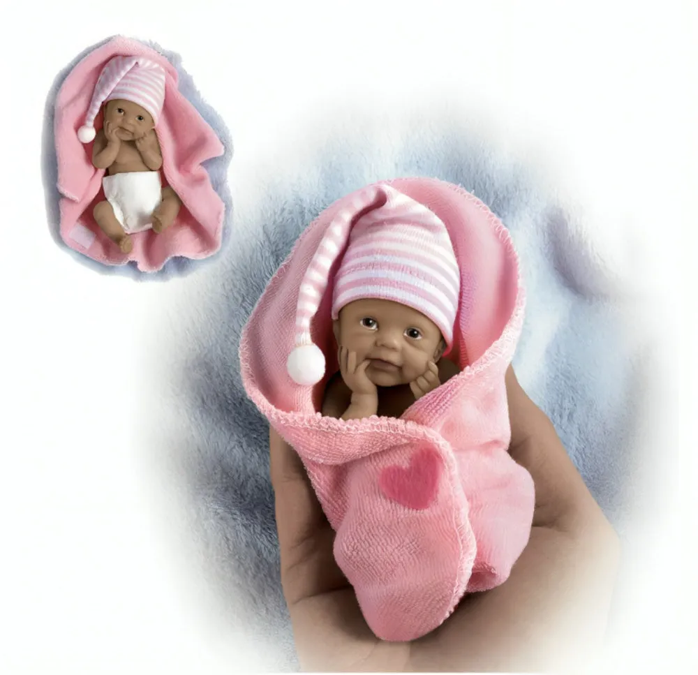 The Ashton-Drake Galleries Bundle Babies Baby African American Black Doll Collection Issue #1: Bundle of Love Miniature Lifelike Collectible Dolls by Sherry Rawn 4-Inches