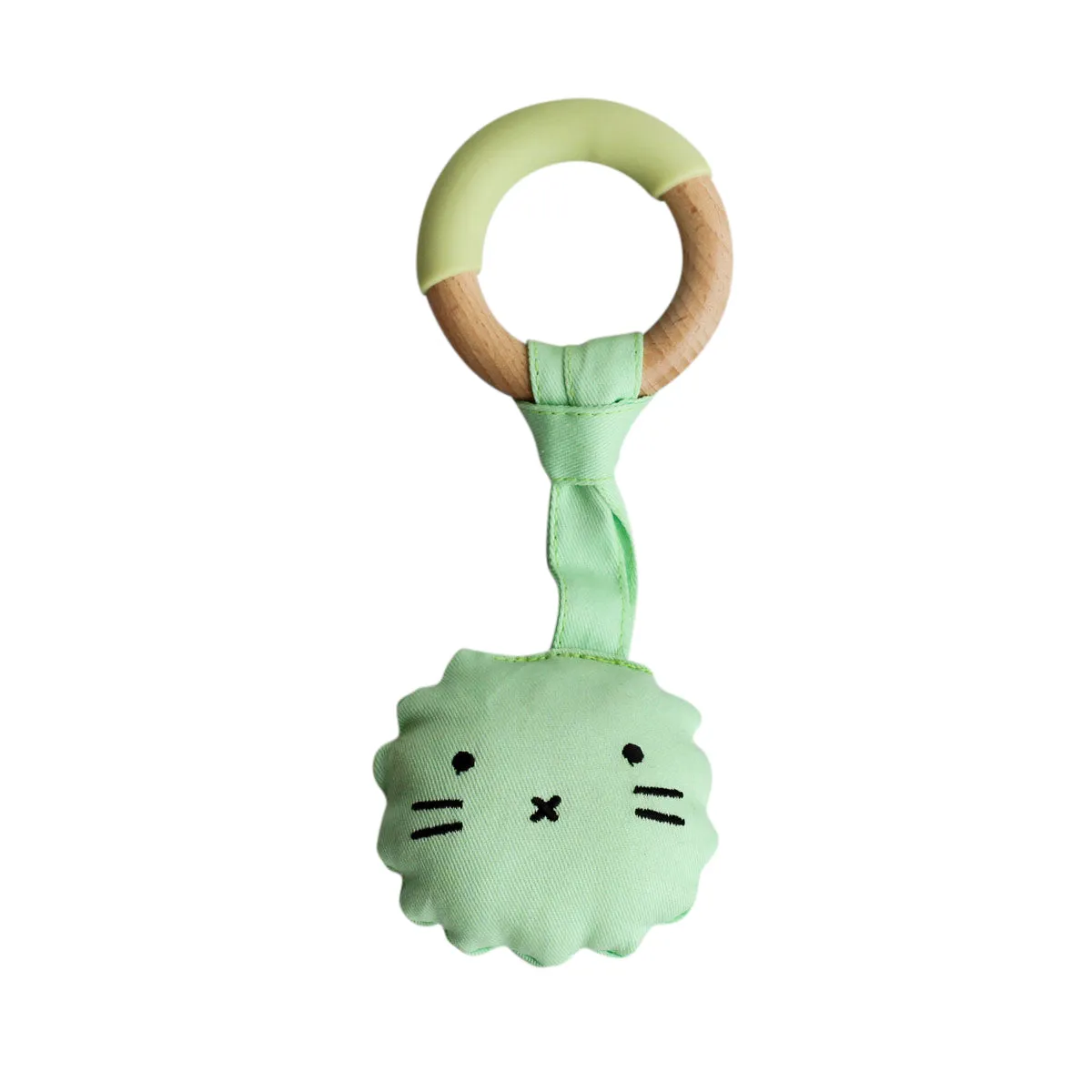 Wood Plush Rattle Teether Toy- Lion(Green)