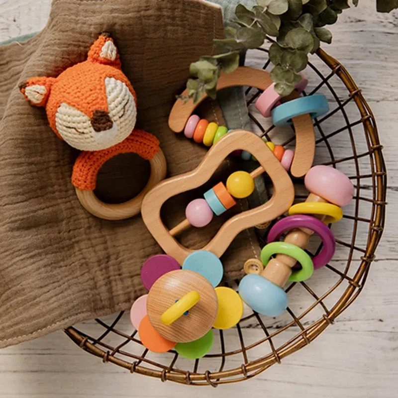 Wooden Baby Rattle Gift Sets
