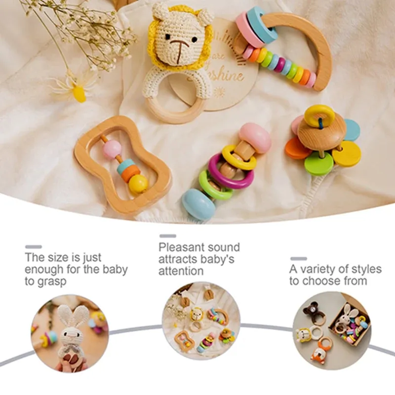 Wooden Baby Rattle Gift Sets