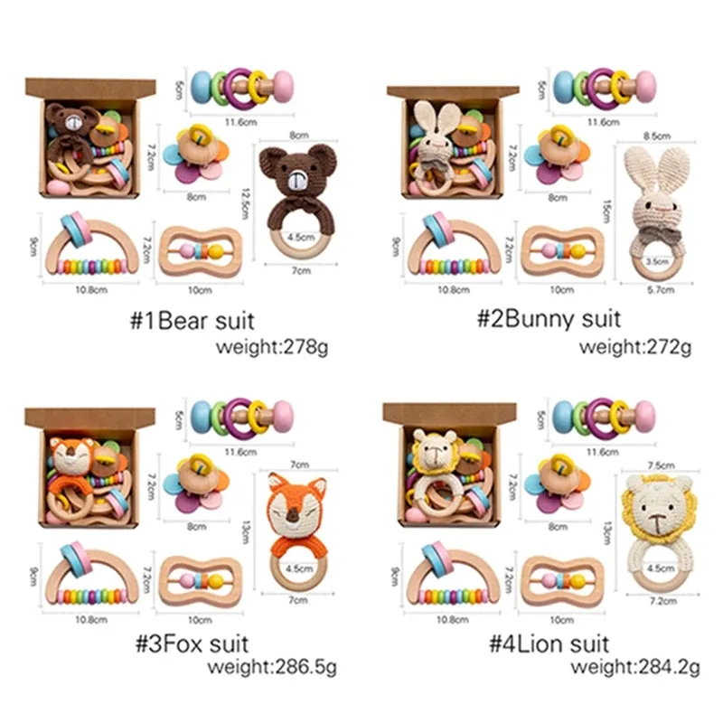 Wooden Baby Rattle Gift Sets