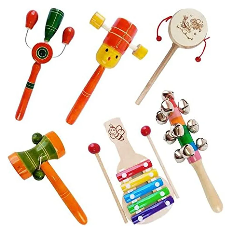 Wooden baby rattle toys for Baby - Set 6 pcs