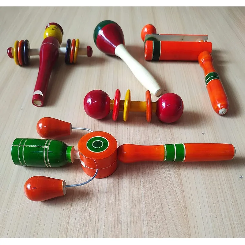 Wooden Baby Rattles Toys - Set of 5pcs