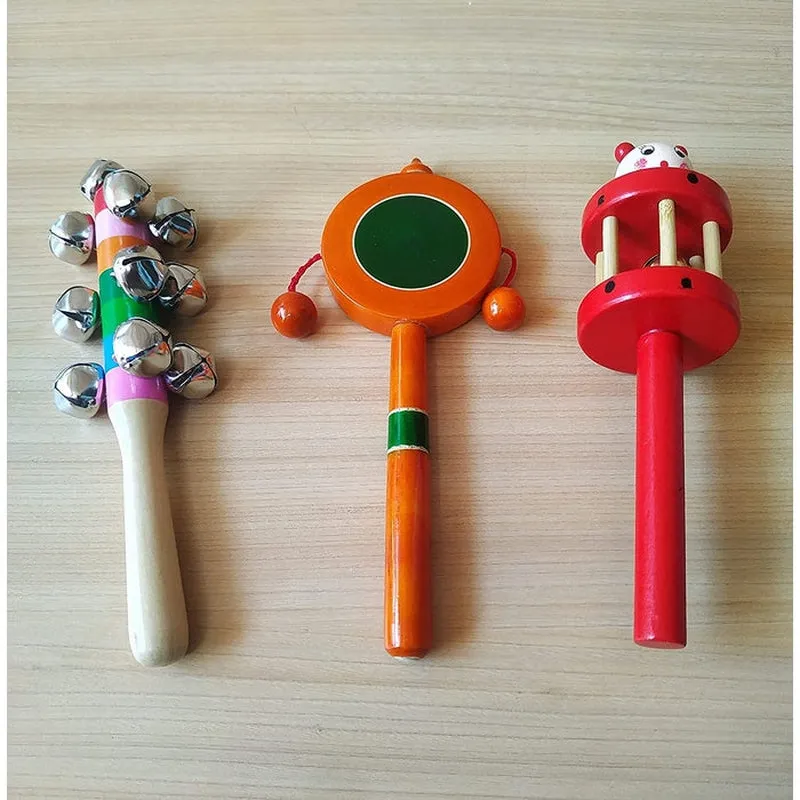 Wooden Rattles for Baby - set of 3 pcs - multicolor