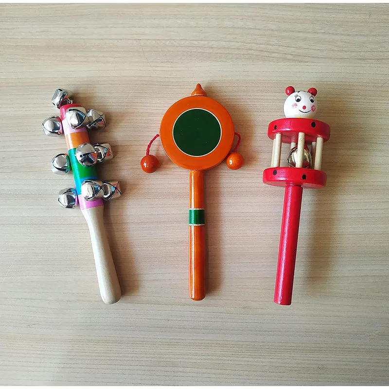 Wooden Rattles for Baby - set of 3 pcs - multicolor