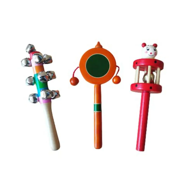 Wooden Rattles for Baby - set of 3 pcs - multicolor